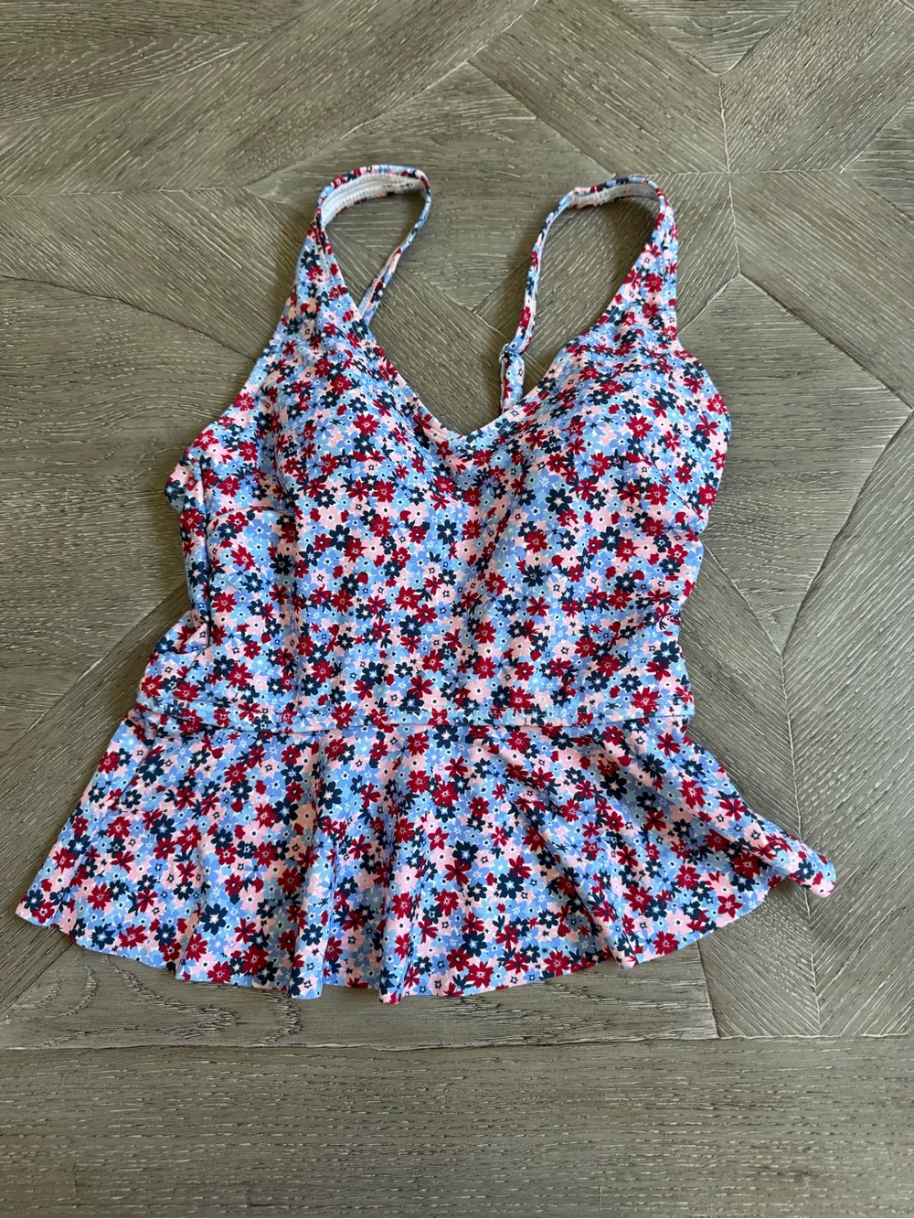 Ruffle Butts Women’s Floral Peplum Swimsuit with Navy Bottoms - Picture 5 of 10